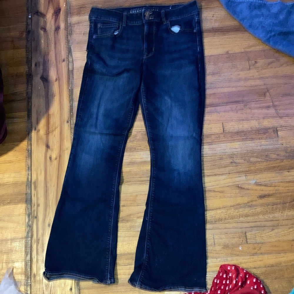 American Eagle By Payless Blue Flare Wide Leg Jeans